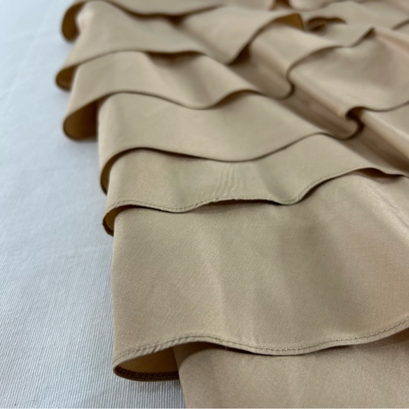 Ralph Lauren Black Label Silk Ruffle Skirt Gold Beige Silk Lined‎ Women’s 6 EUC - Picture 15 of 15